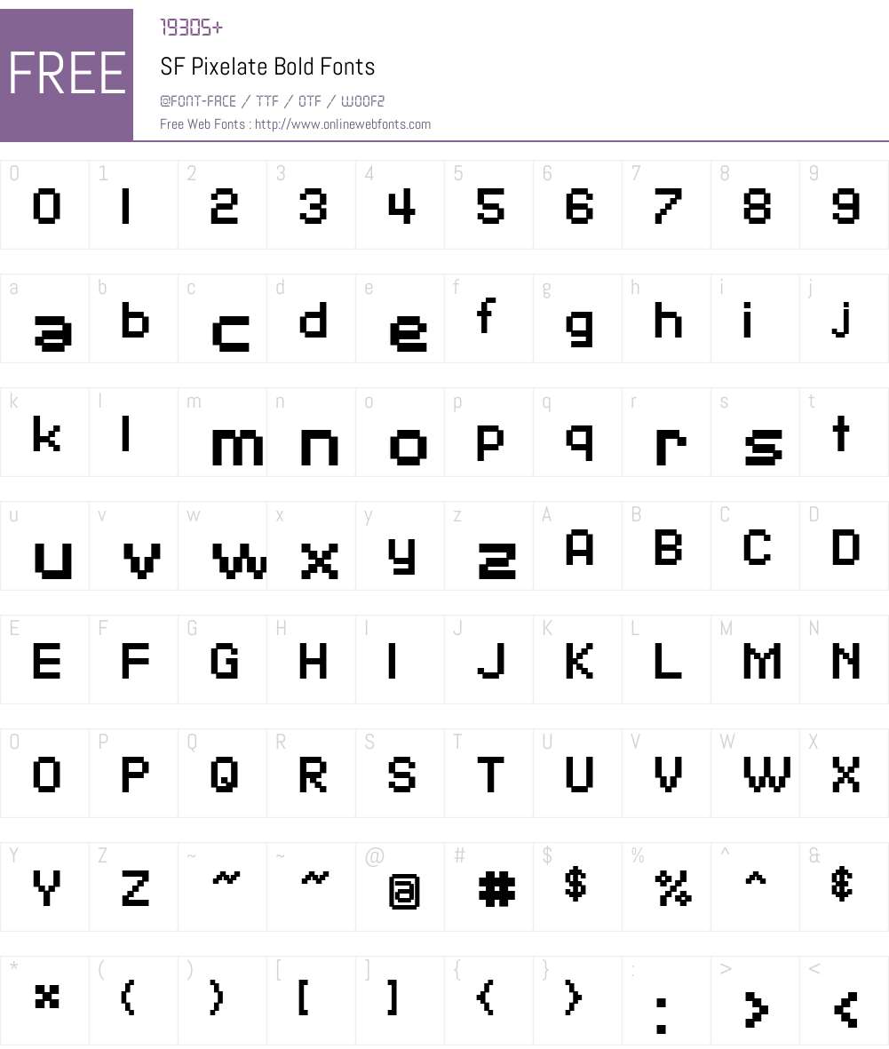 SF Pixelate Font Screenshots