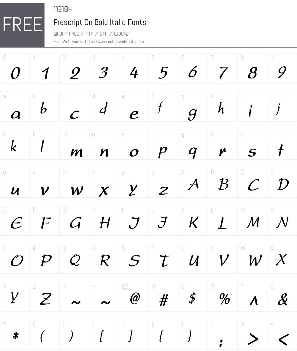 Prescript Cn Bold Italic Font Screenshots