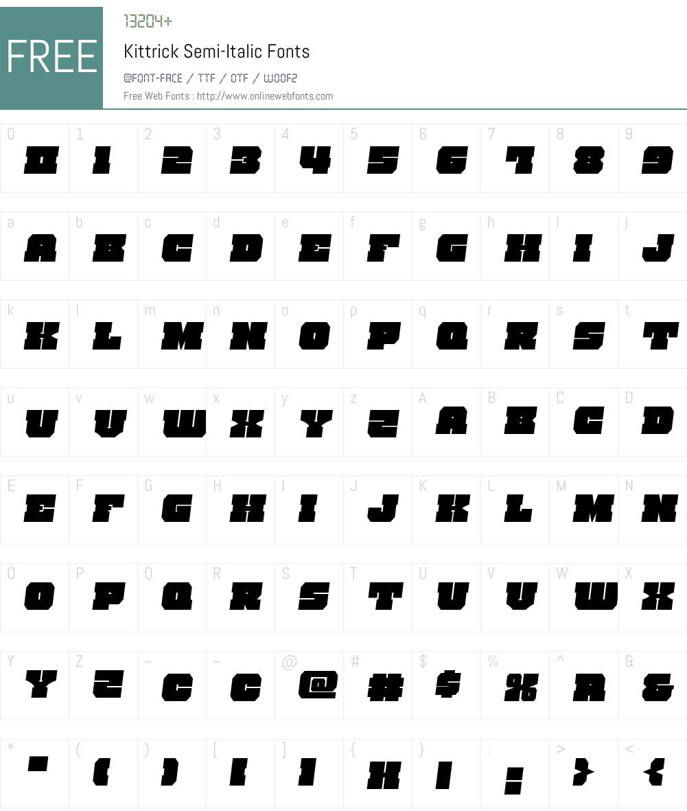 Kittrick Semi-Italic Font Screenshots
