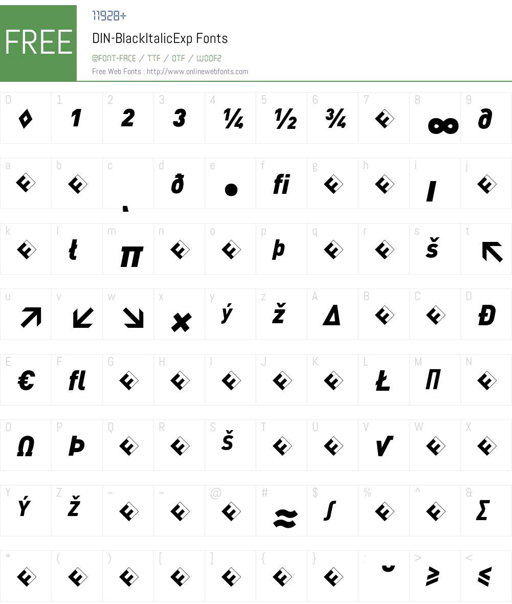 DIN-BlackItalicExp Font Screenshots
