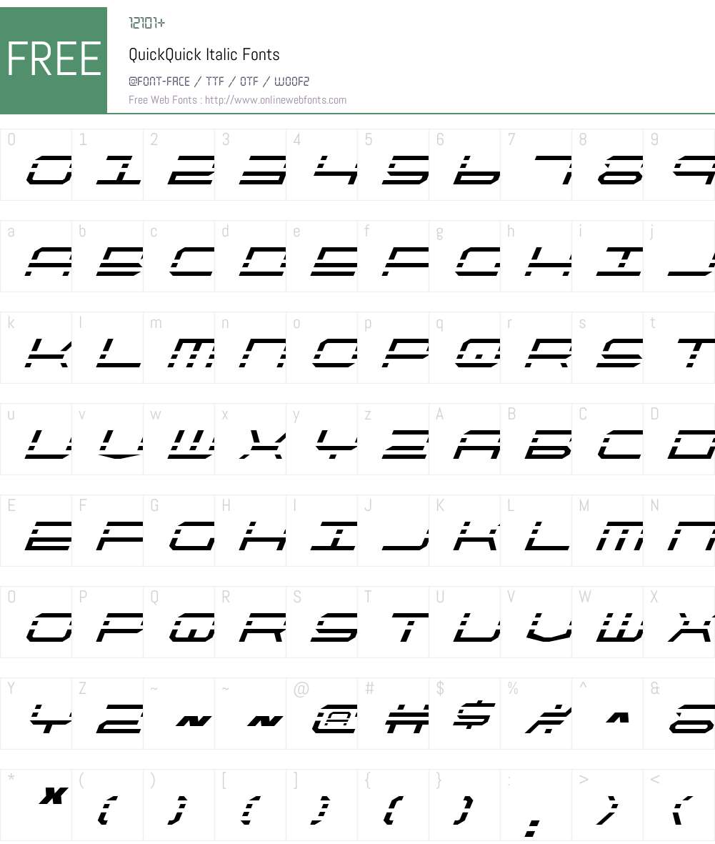 QuickQuick Italic Font Screenshots