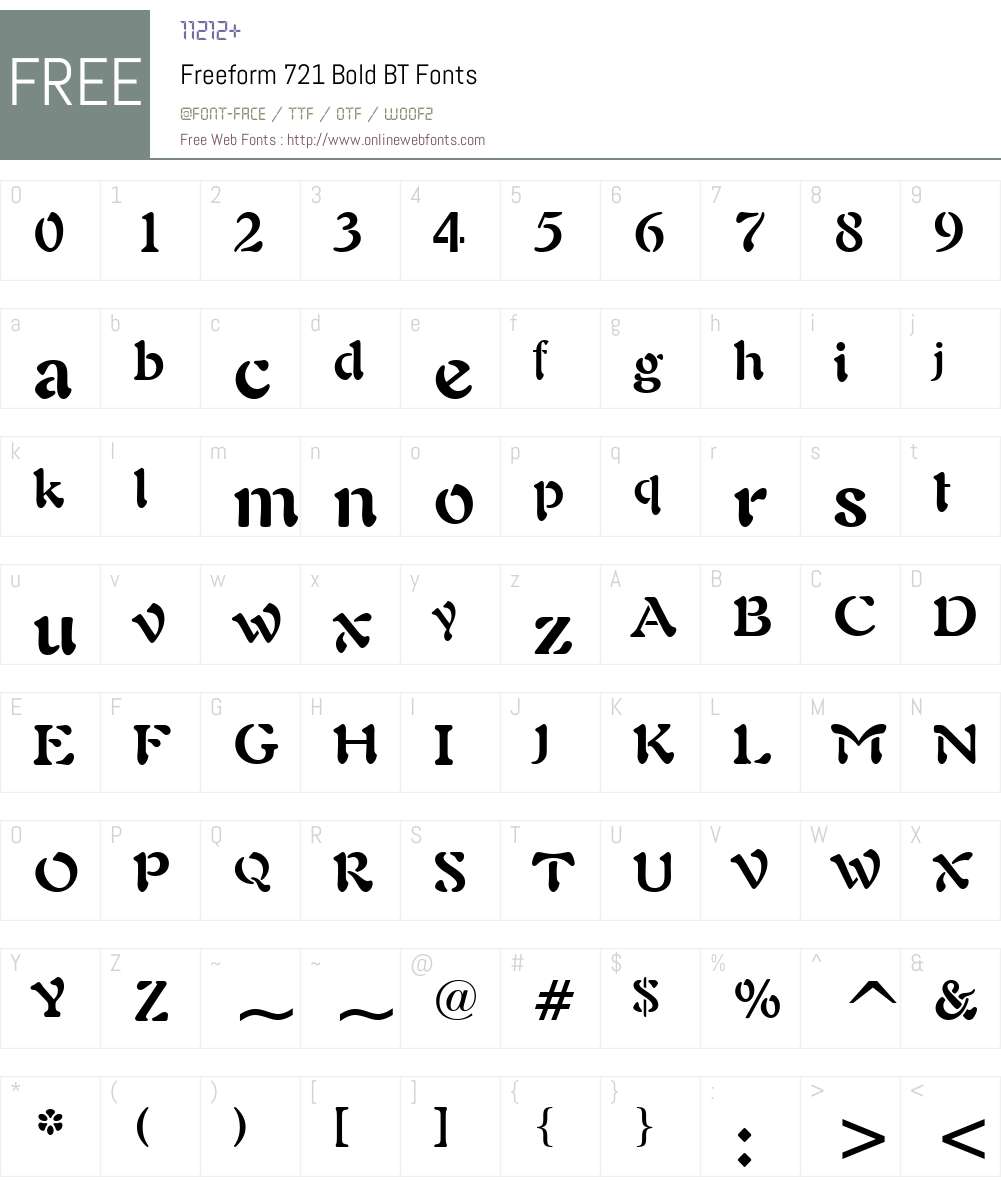 Freefrm721 BT Font Screenshots