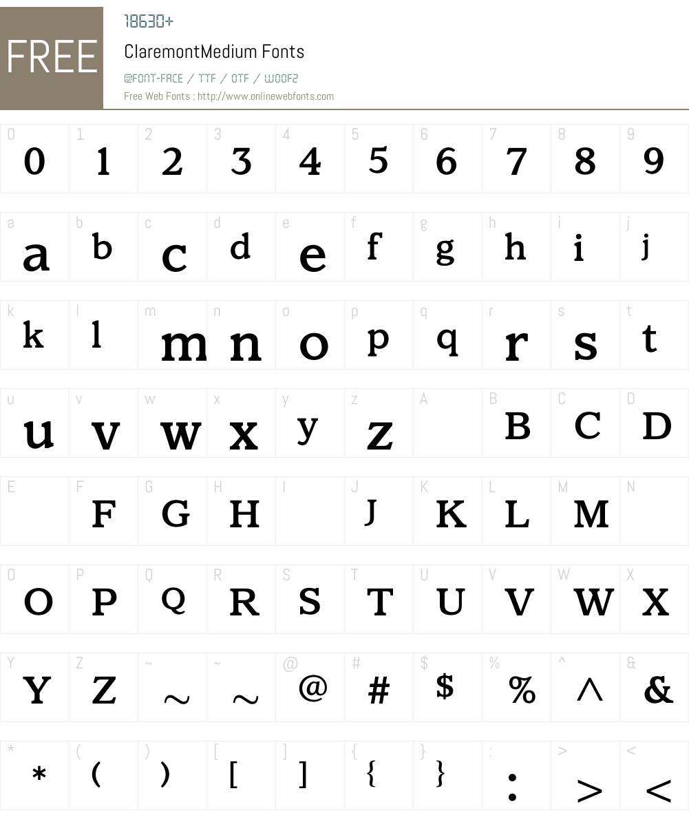 ClaremontMedium Font Screenshots