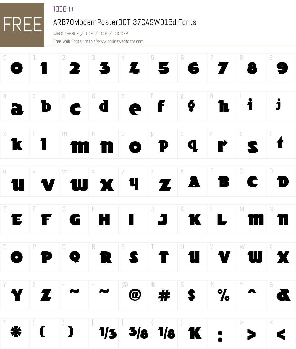 ARB70ModernPosterOCT-37CASW01-Bd Font Screenshots