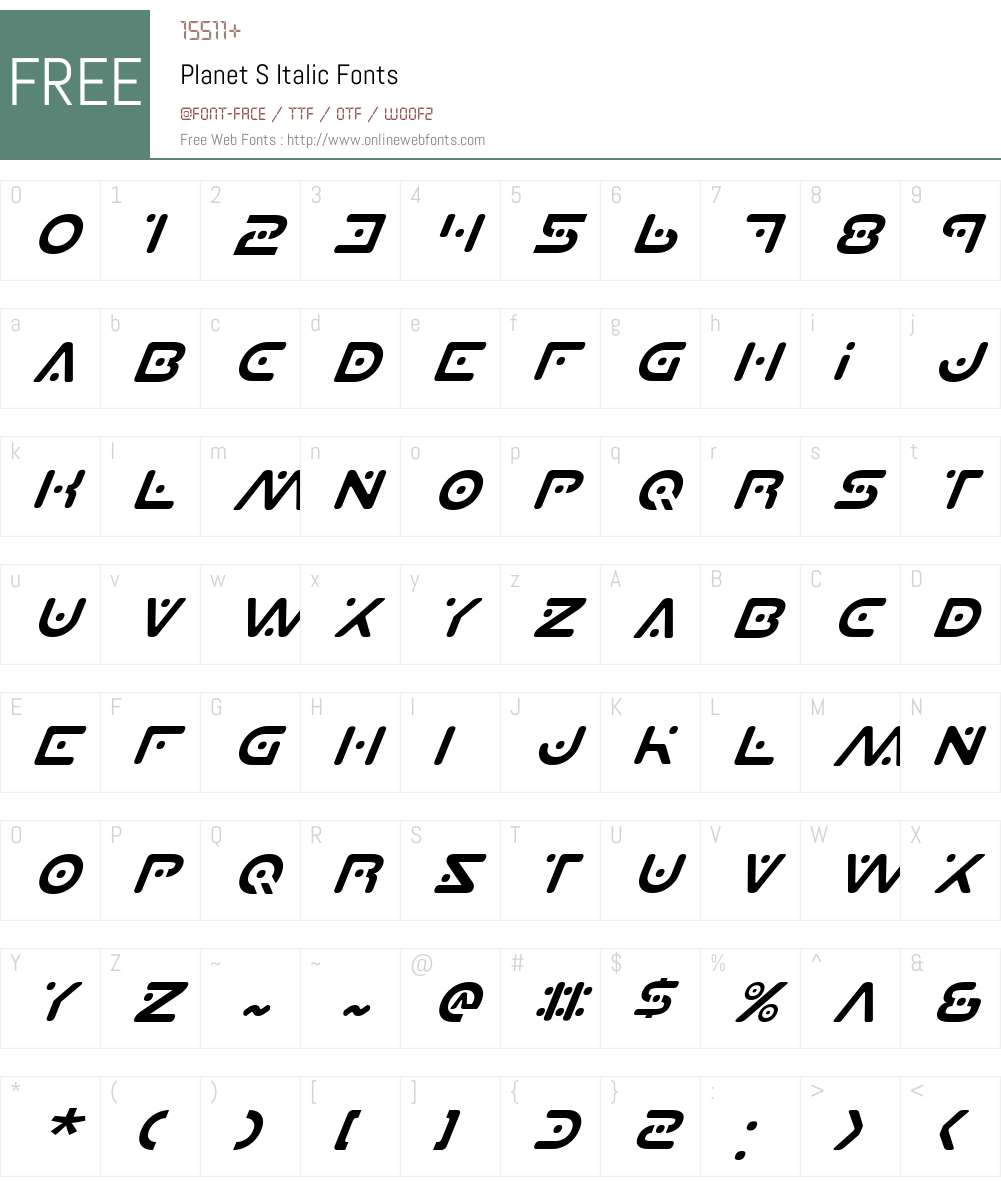 Planet S Italic Font Screenshots
