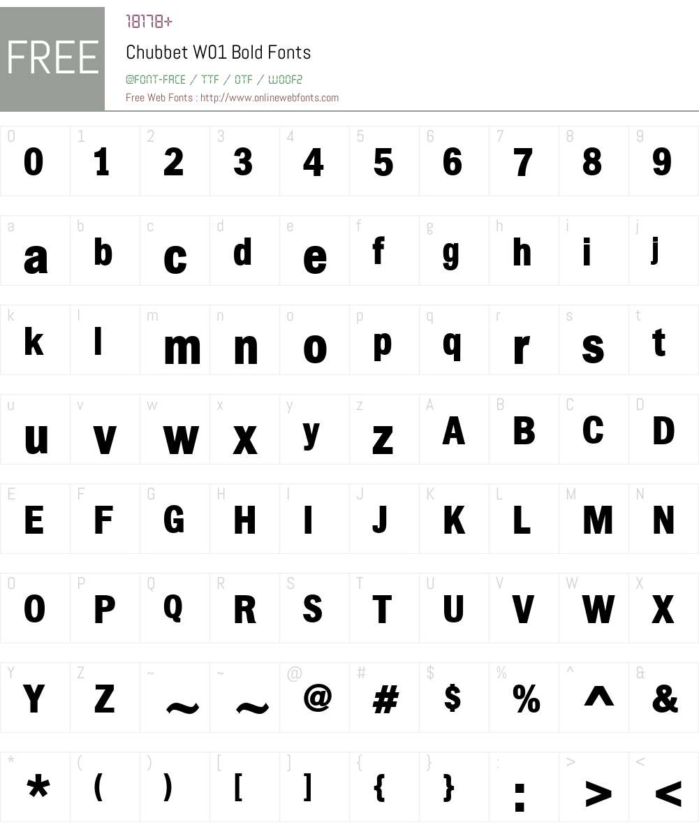 ChubbetW01-Bold Font Screenshots