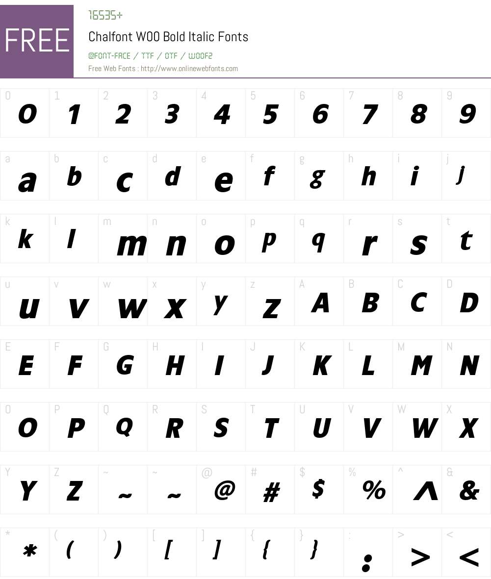 ChalfontW00-BoldItalic Font Screenshots