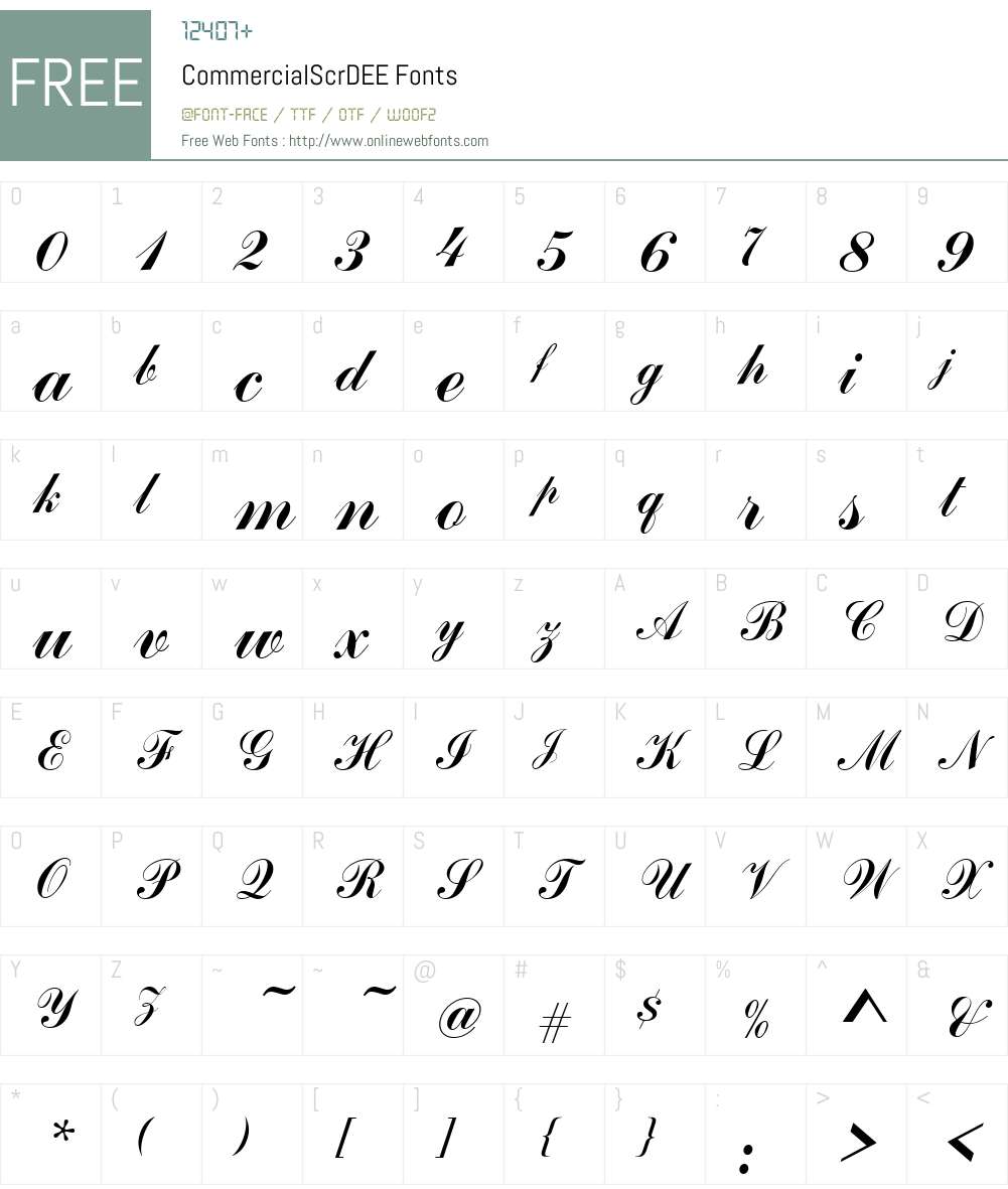 CommercialScrDEE Font Screenshots