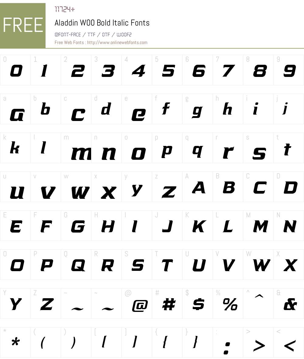 AladdinW00-BoldItalic Font Screenshots