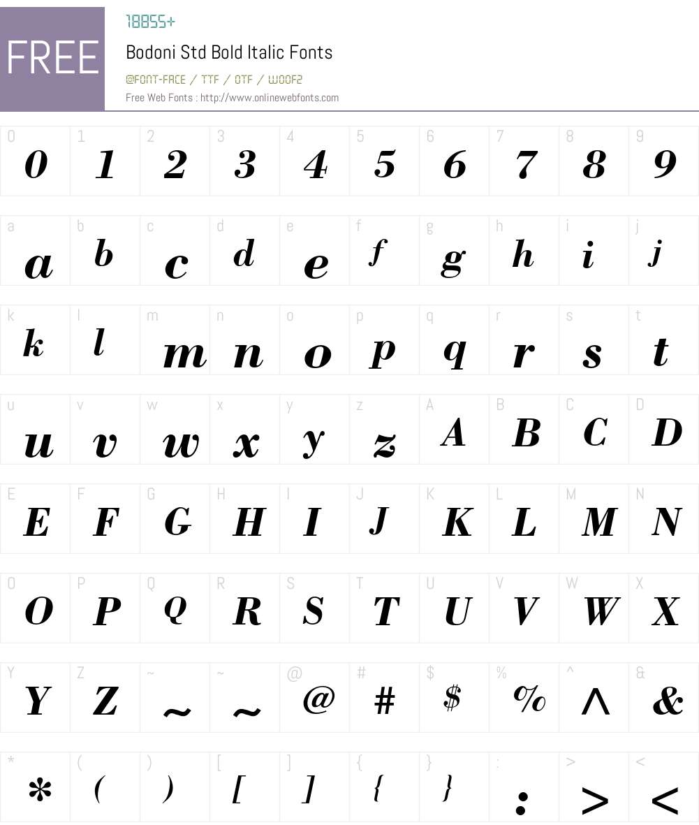 Bodoni Std Font Screenshots