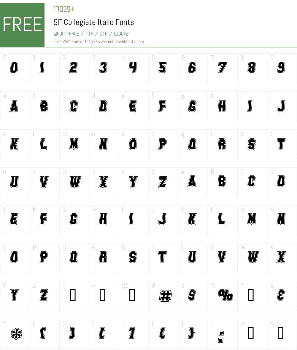 SF Collegiate Font Screenshots