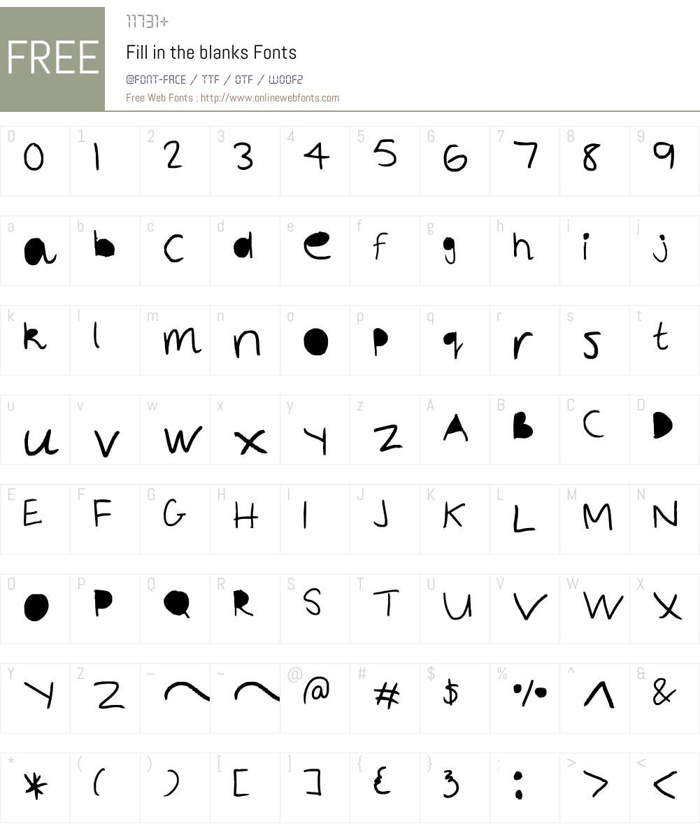 Fill in the blanks Font Screenshots