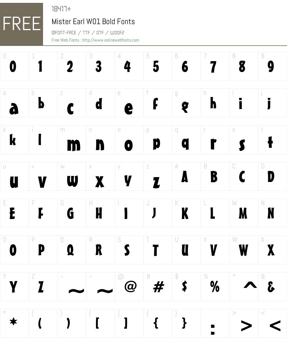 MisterEarlW01-Bold Font Screenshots