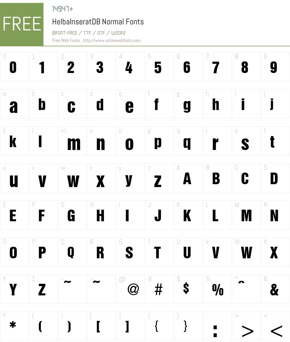 HelbaInseratDB Font Screenshots