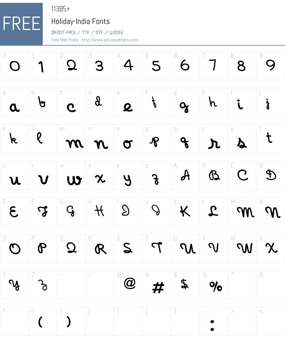 Holiday-India Font Screenshots