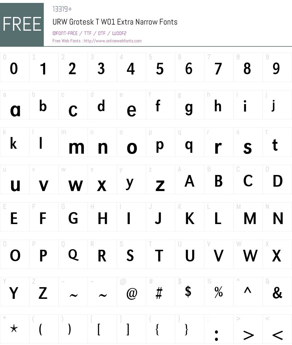 URWGroteskTW01-ExtraNarrow Font Screenshots