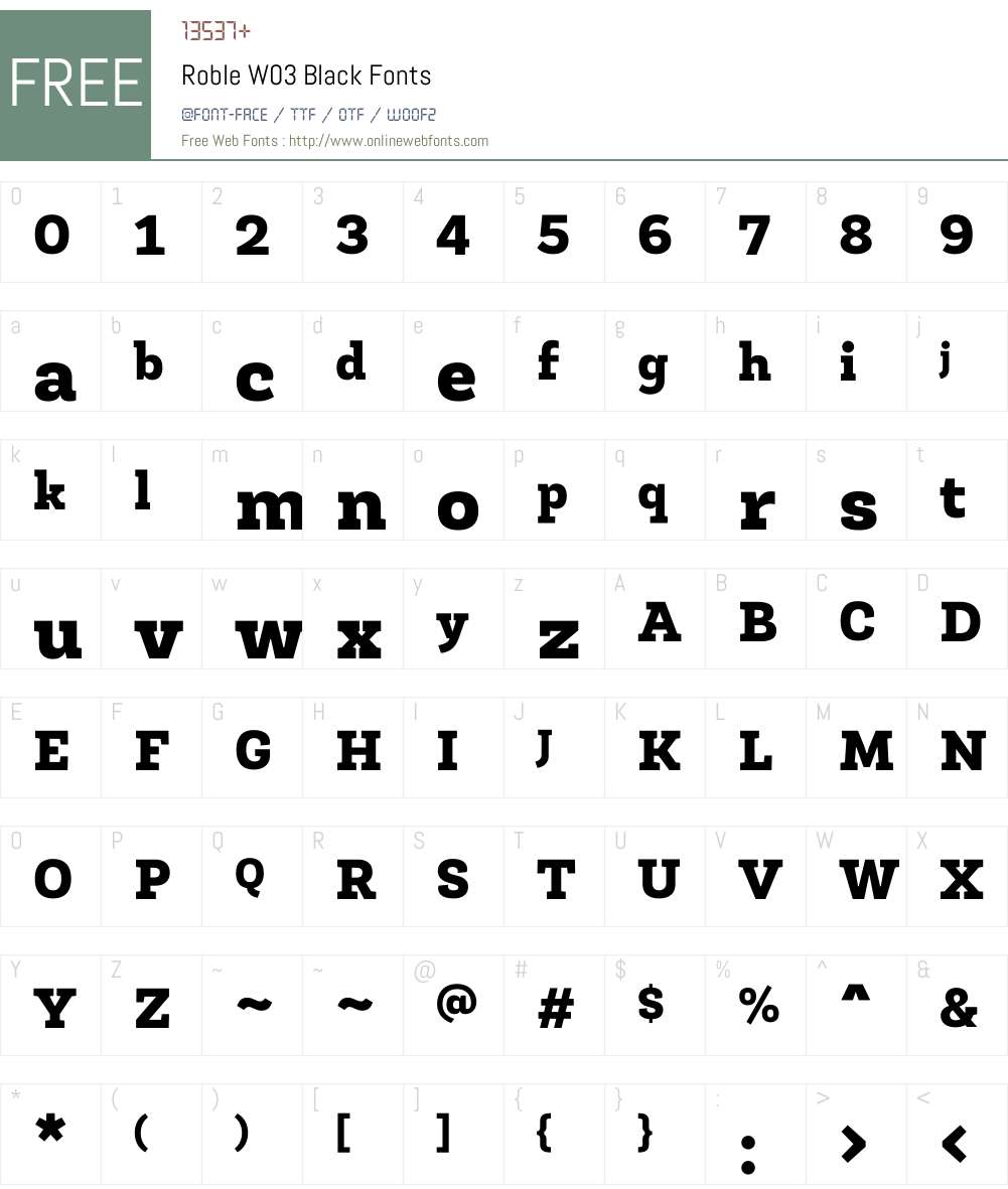 Roble Font Screenshots