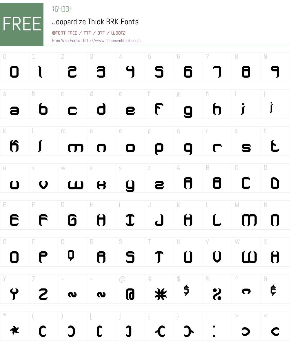 Jeopardize Thick BRK Font Screenshots