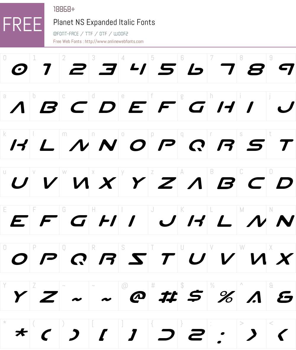 Planet NS Expanded Italic Font Screenshots