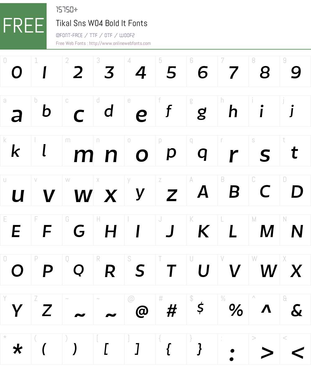 TikalSnsW04-BoldIt Font Screenshots