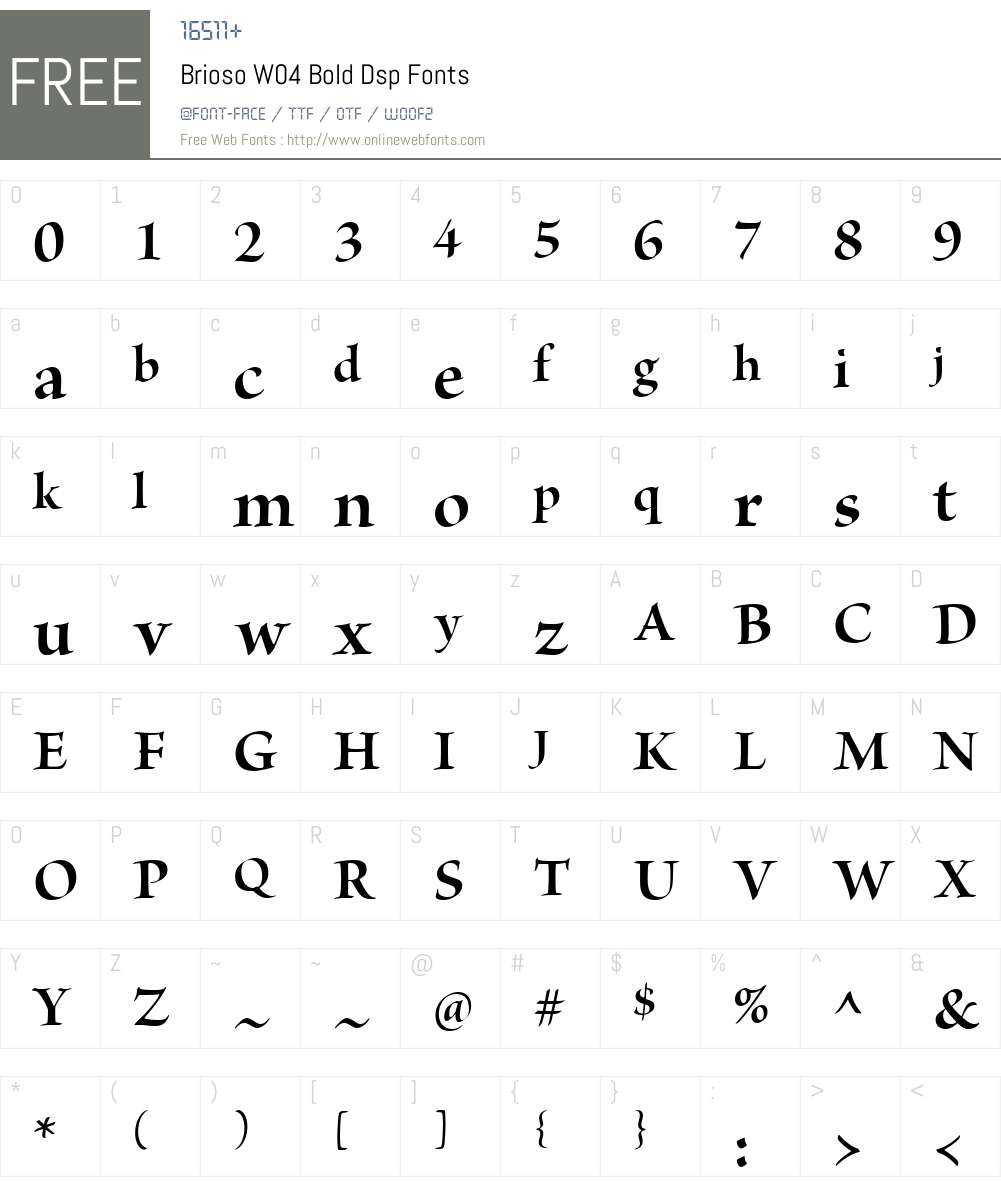BriosoW04-BoldDsp Font Screenshots