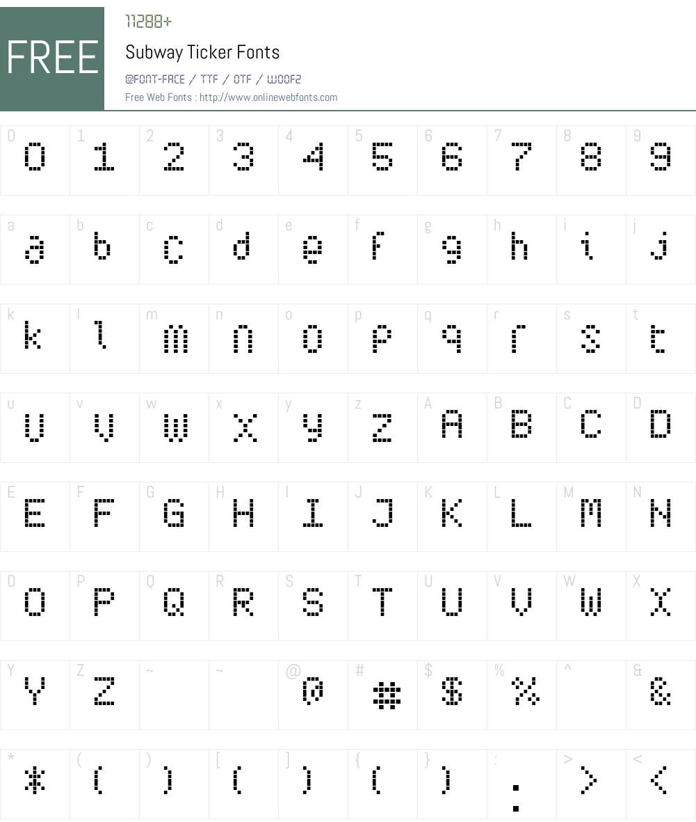 Subway Ticker Font Screenshots
