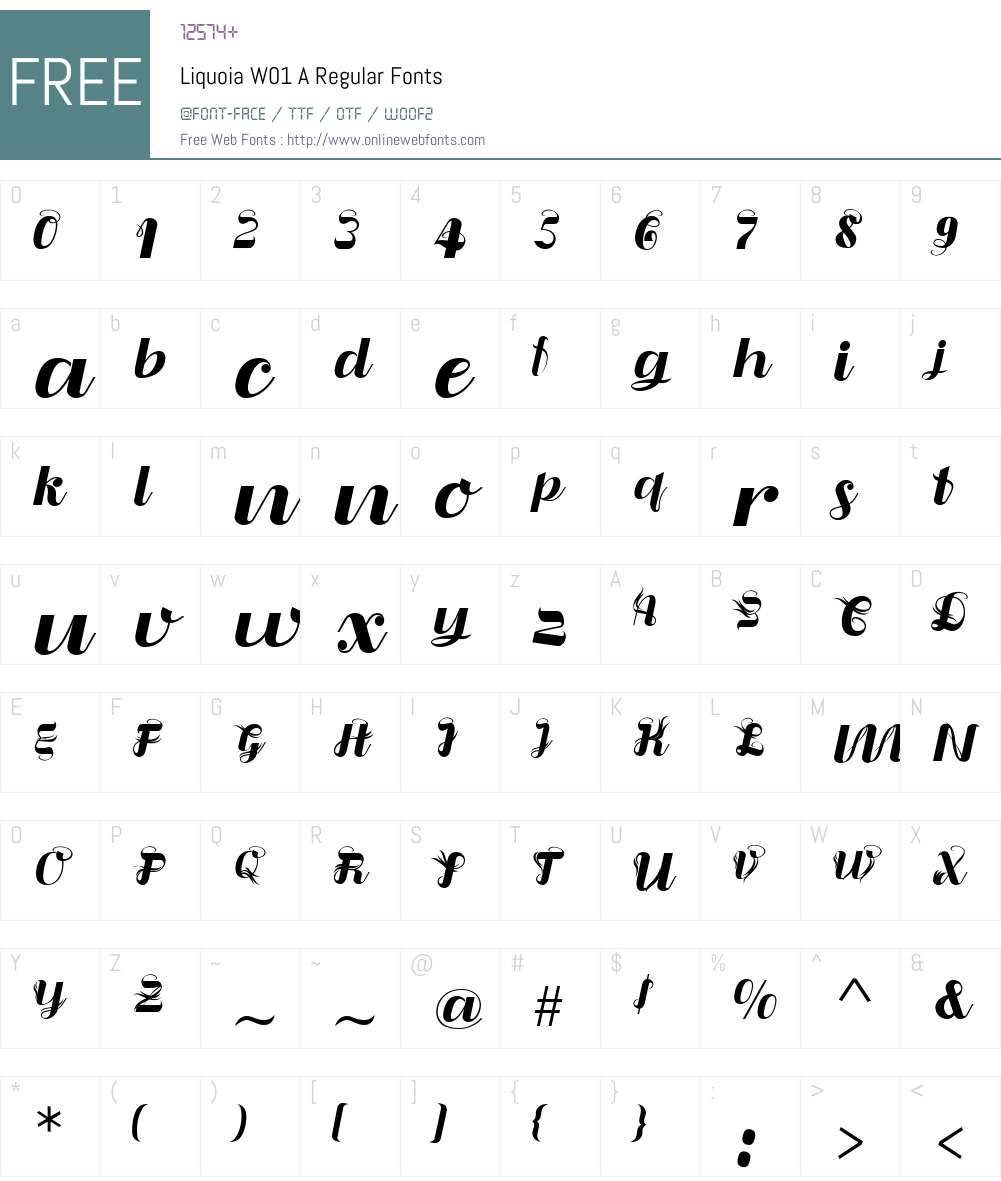 LiquoiaW01-ARegular Font Screenshots
