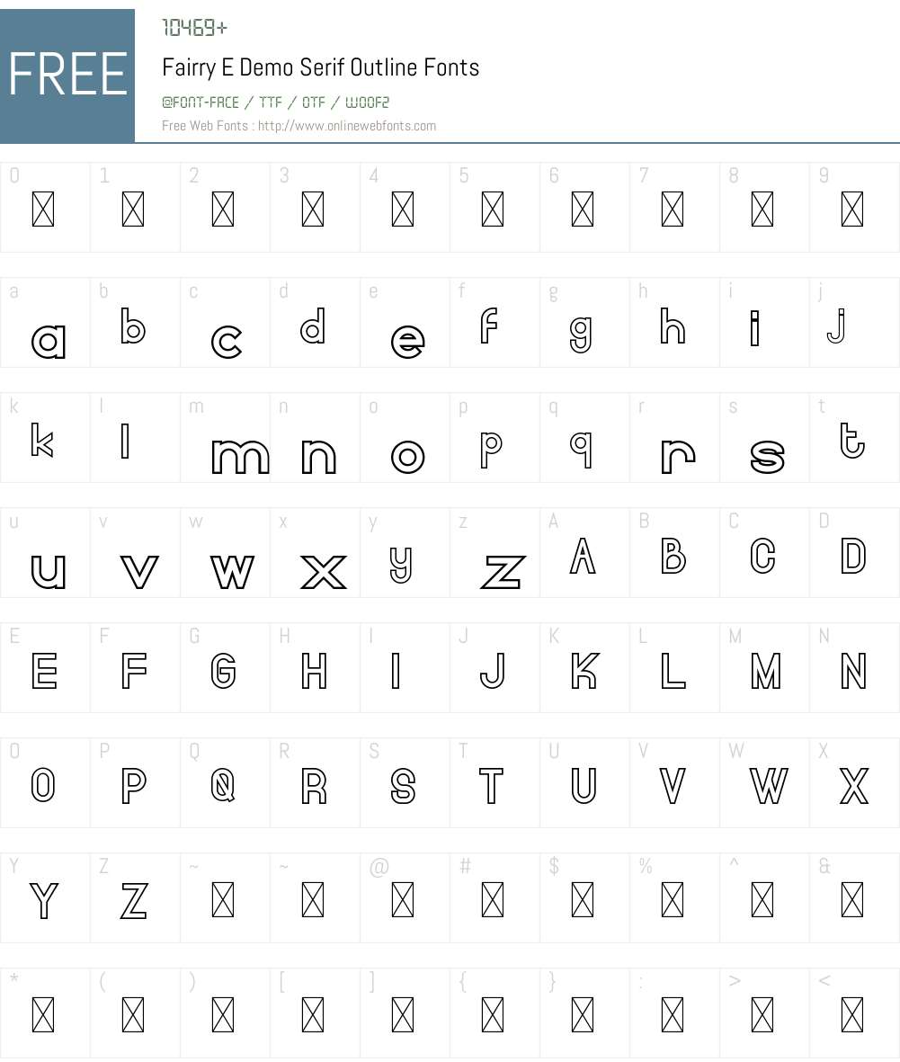Fairry E Demo Serif Outline Font Screenshots