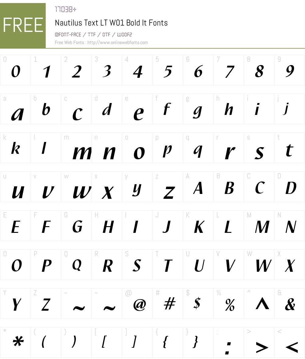 NautilusTextLTW01-BoldIt Font Screenshots