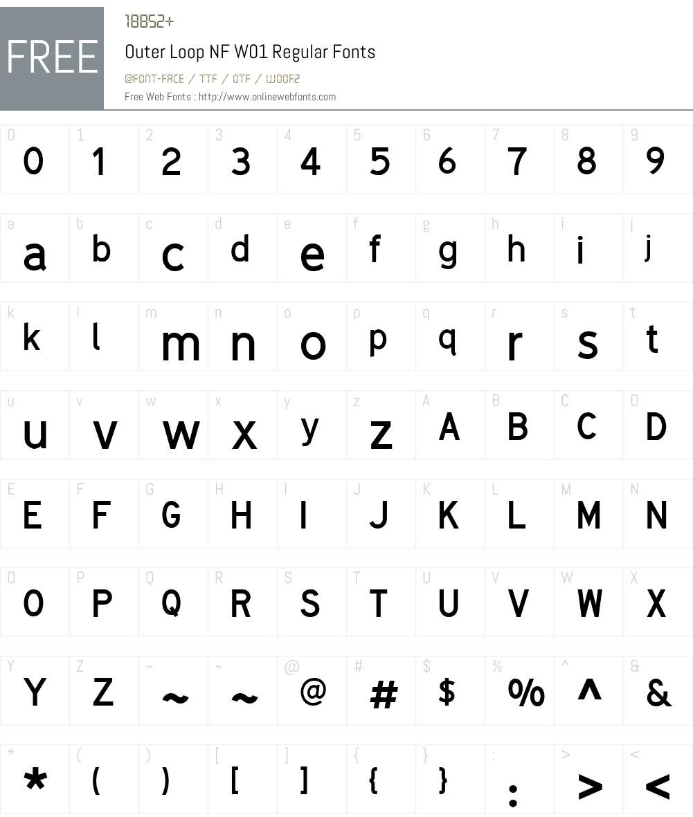 OuterLoopNFW01-Regular Font Screenshots