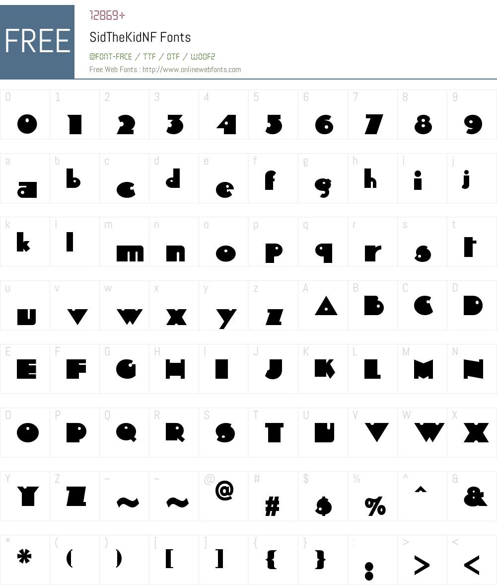 Sid The Kid NF Font Screenshots