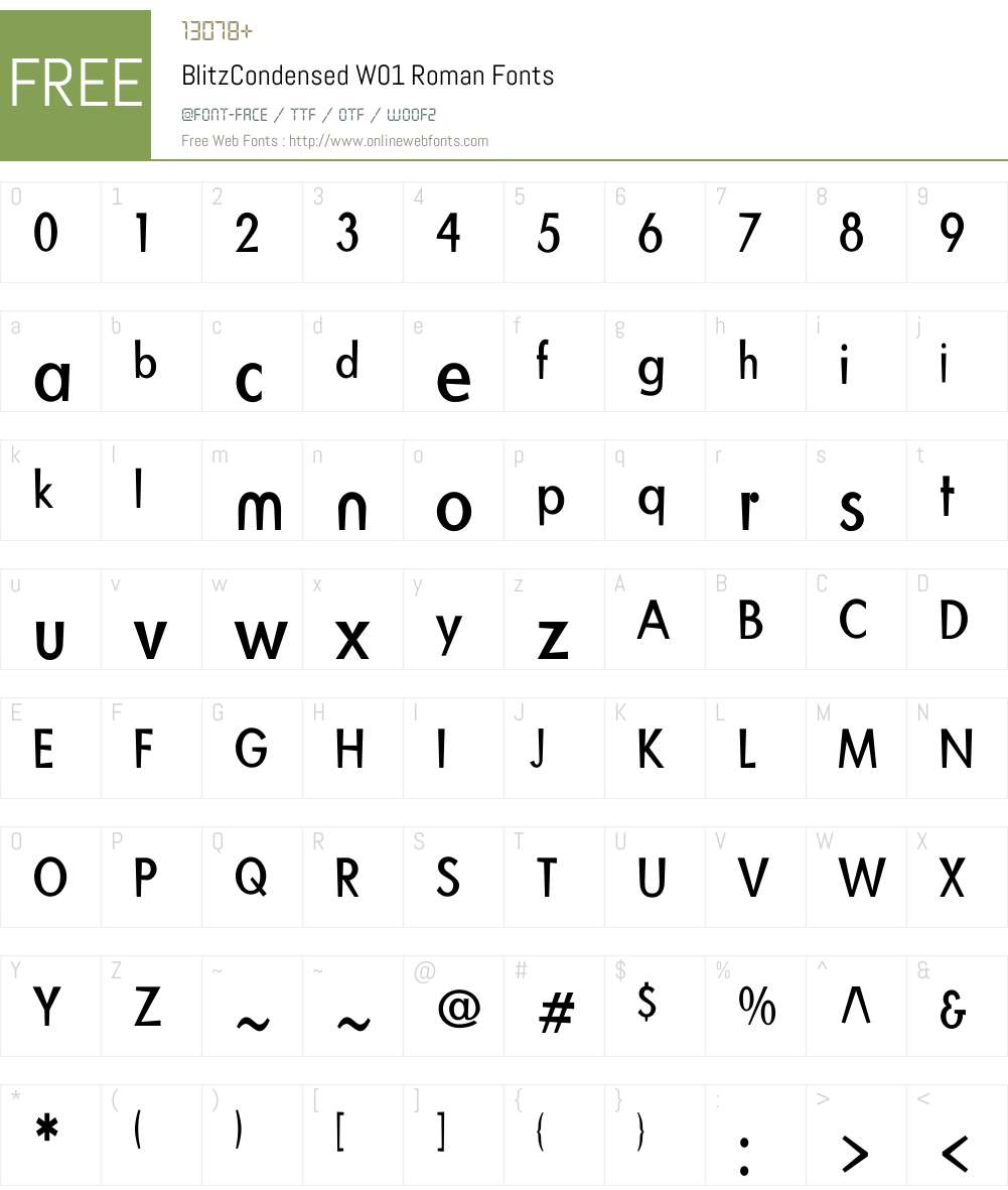 BlitzCondensedW01-Roman Font Screenshots