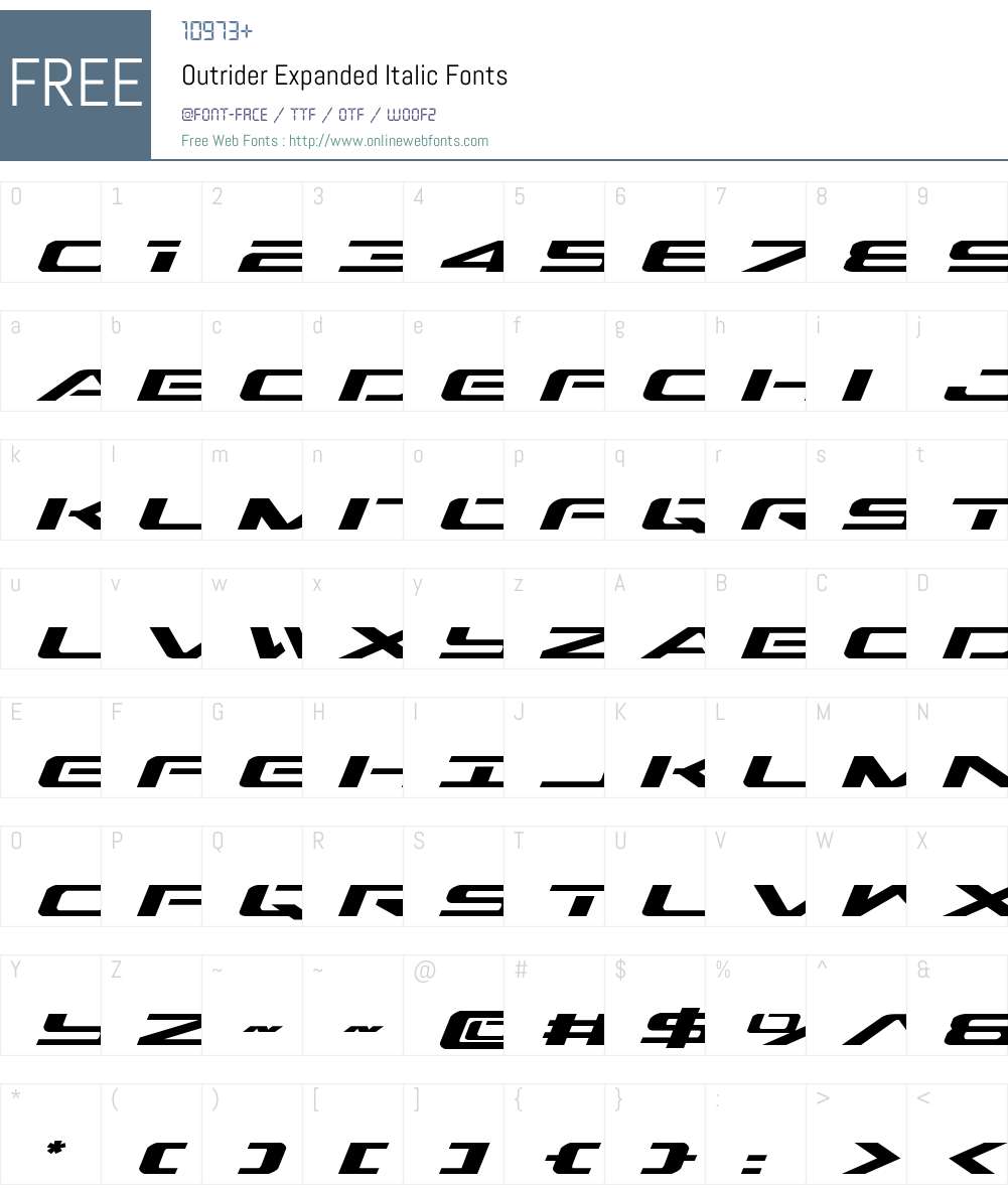 Outrider Expanded Italic Font Screenshots