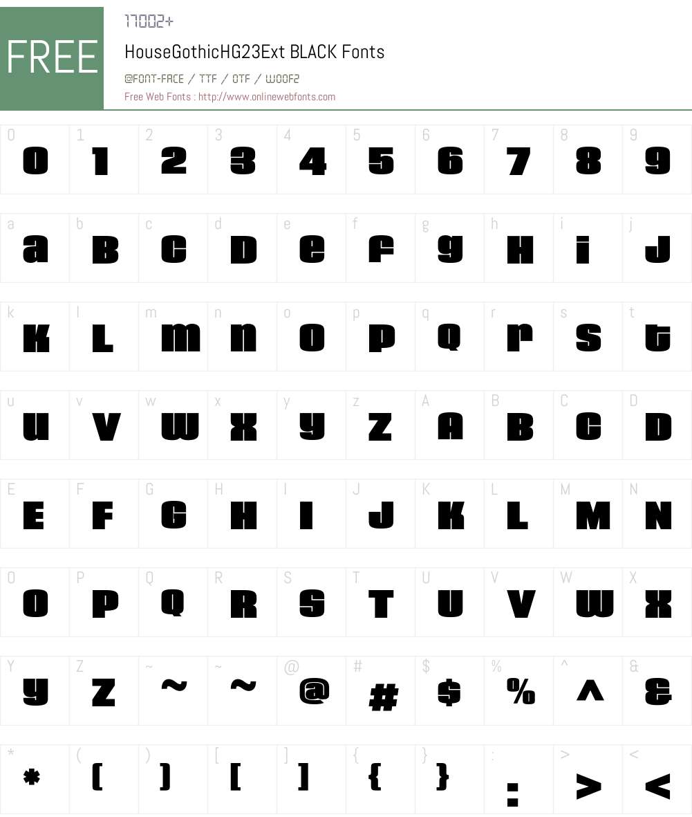 HouseGothicHG23Ext Font Screenshots