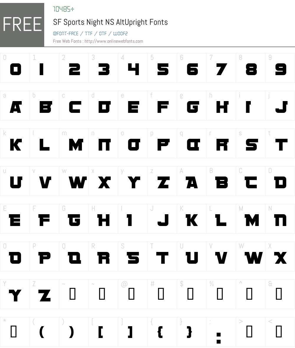 SF Sports Night NS AltUpright Font Screenshots