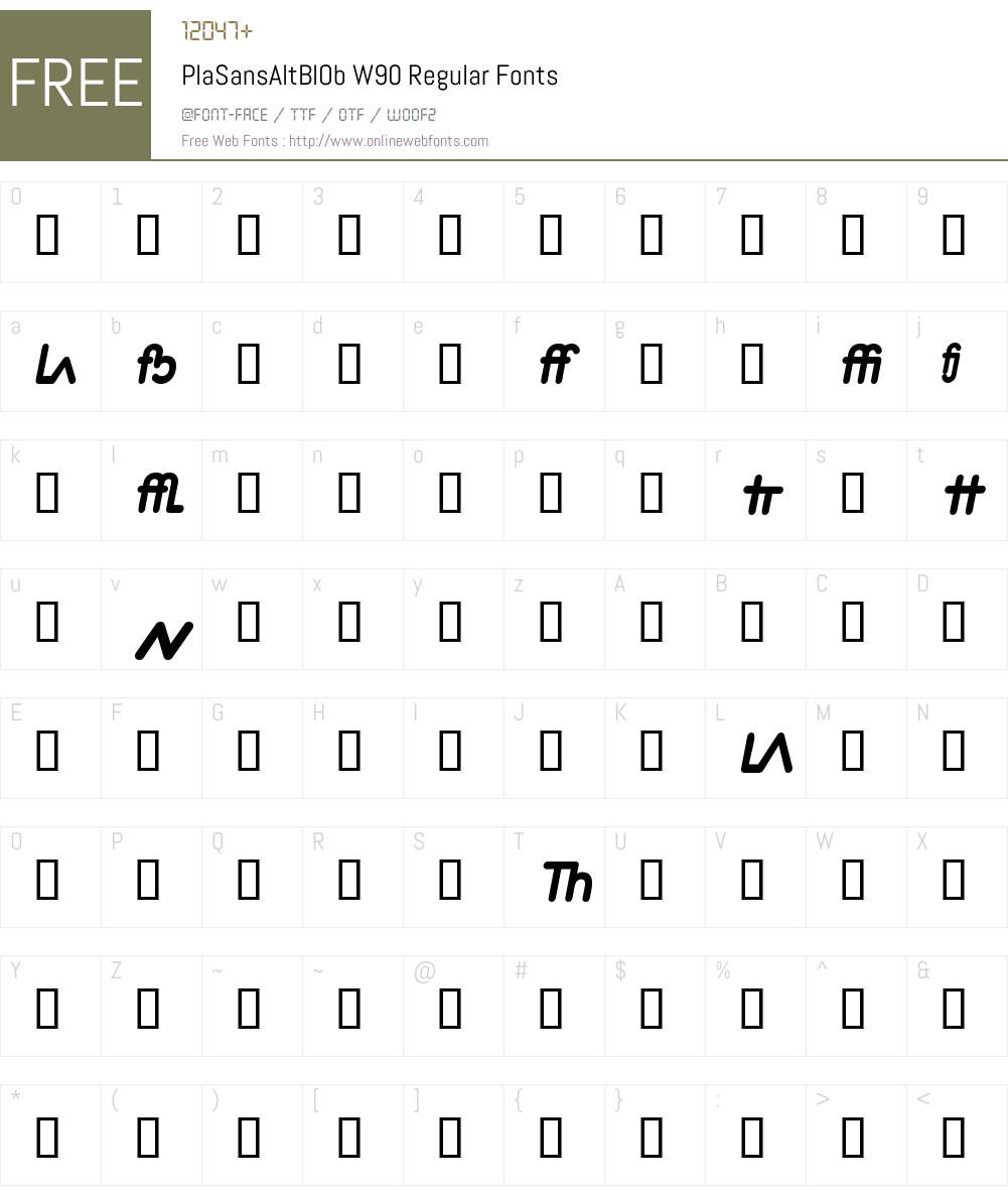 PlaSansAltBlOb Font Screenshots