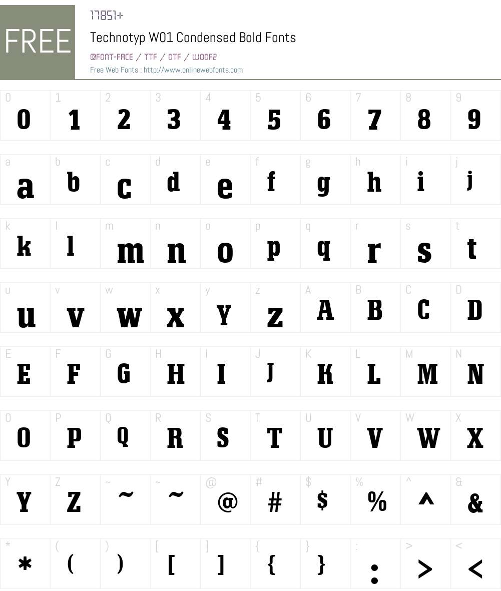 TechnotypW01-CondensedBold Font Screenshots