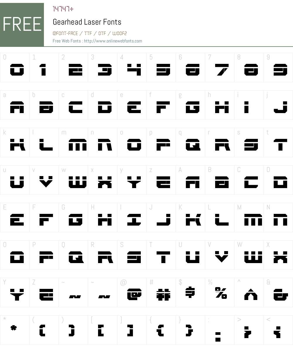 Gearhead Laser Font Screenshots