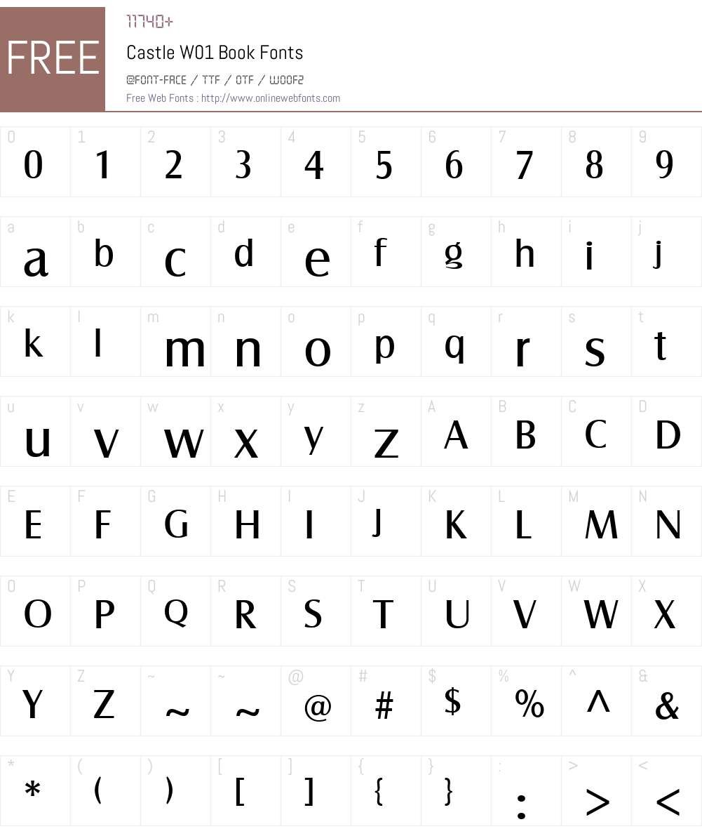 CastleW01-Book Font Screenshots