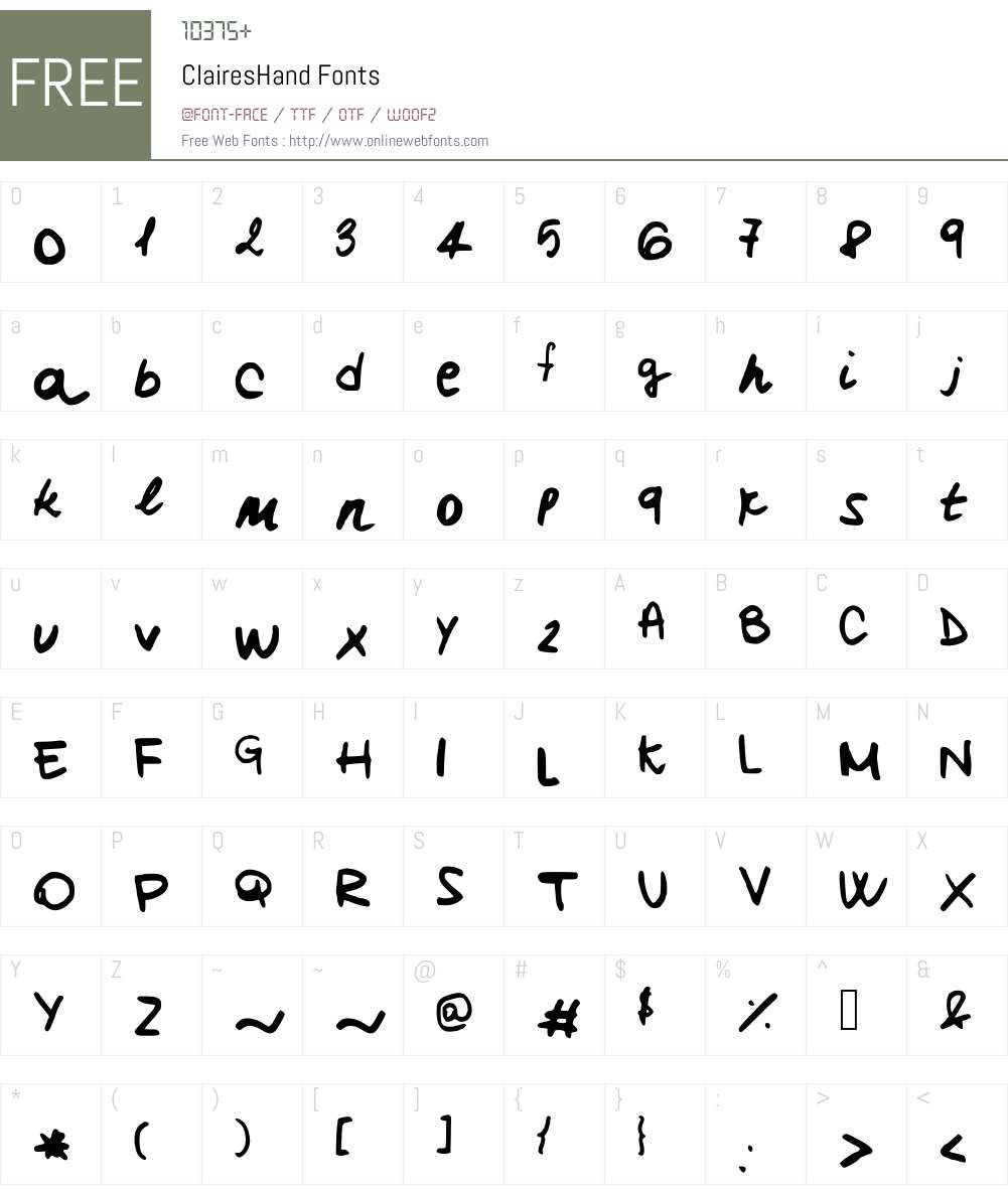 ClairesHand Font Screenshots