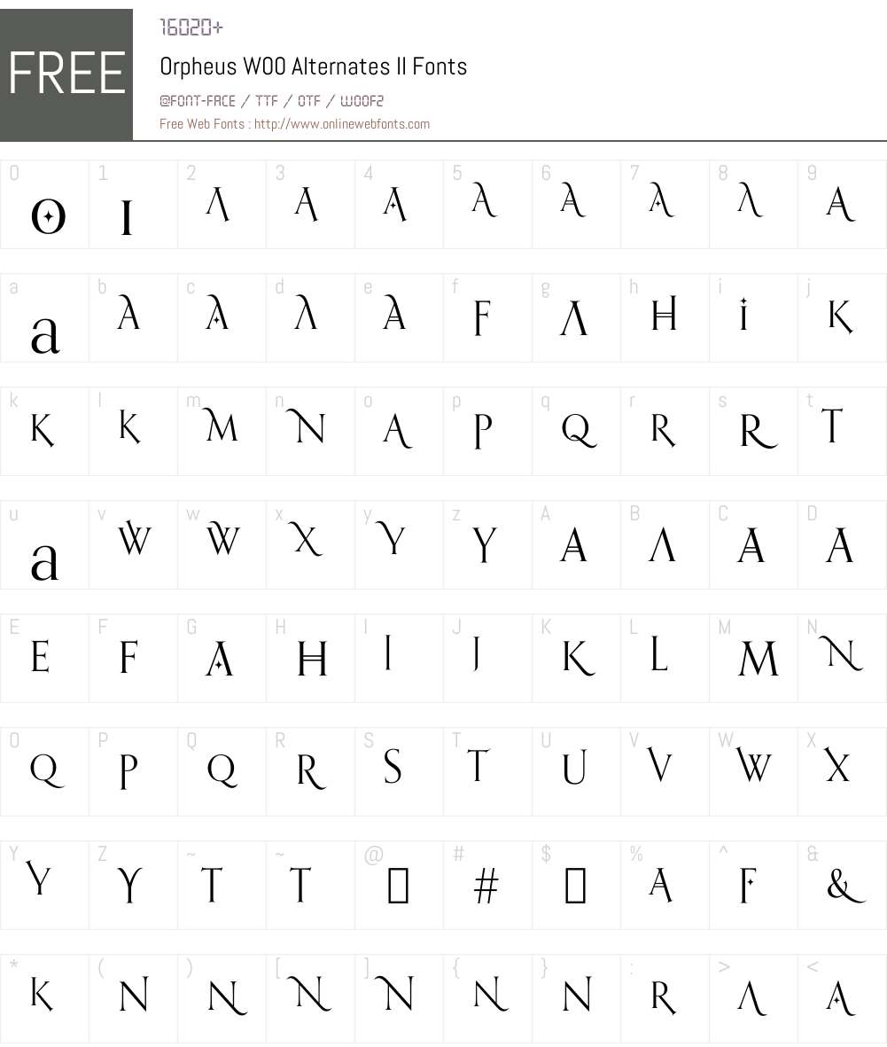 Orpheus Font Screenshots