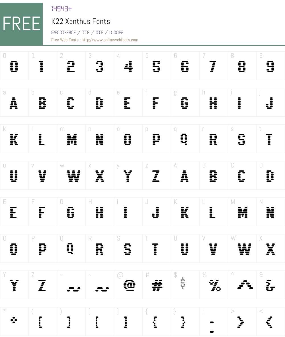 K22 Xanthus Font Screenshots