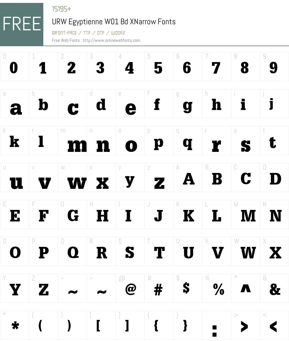 URWEgyptienneW01-BdXNarrow Font Screenshots