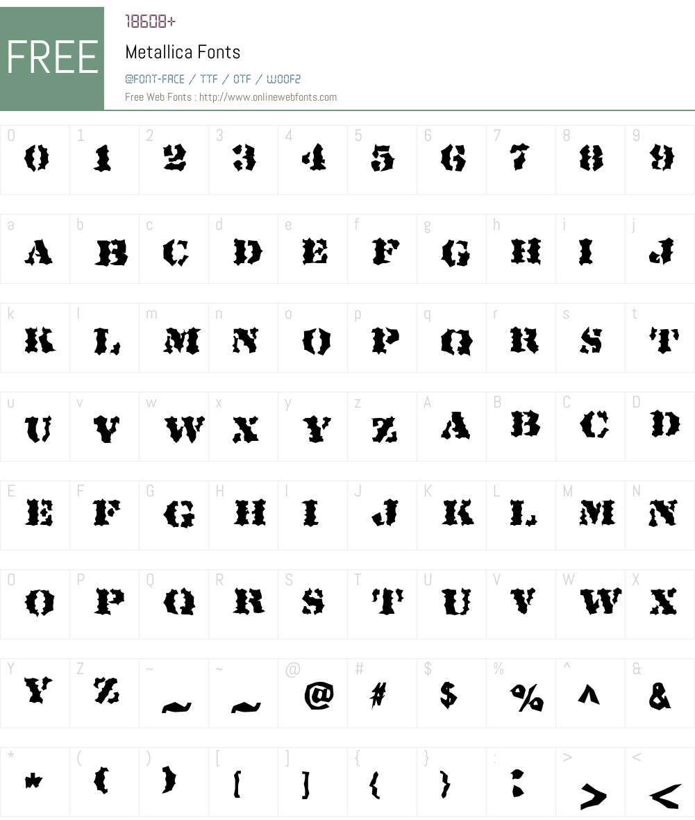 Metallica Font Screenshots