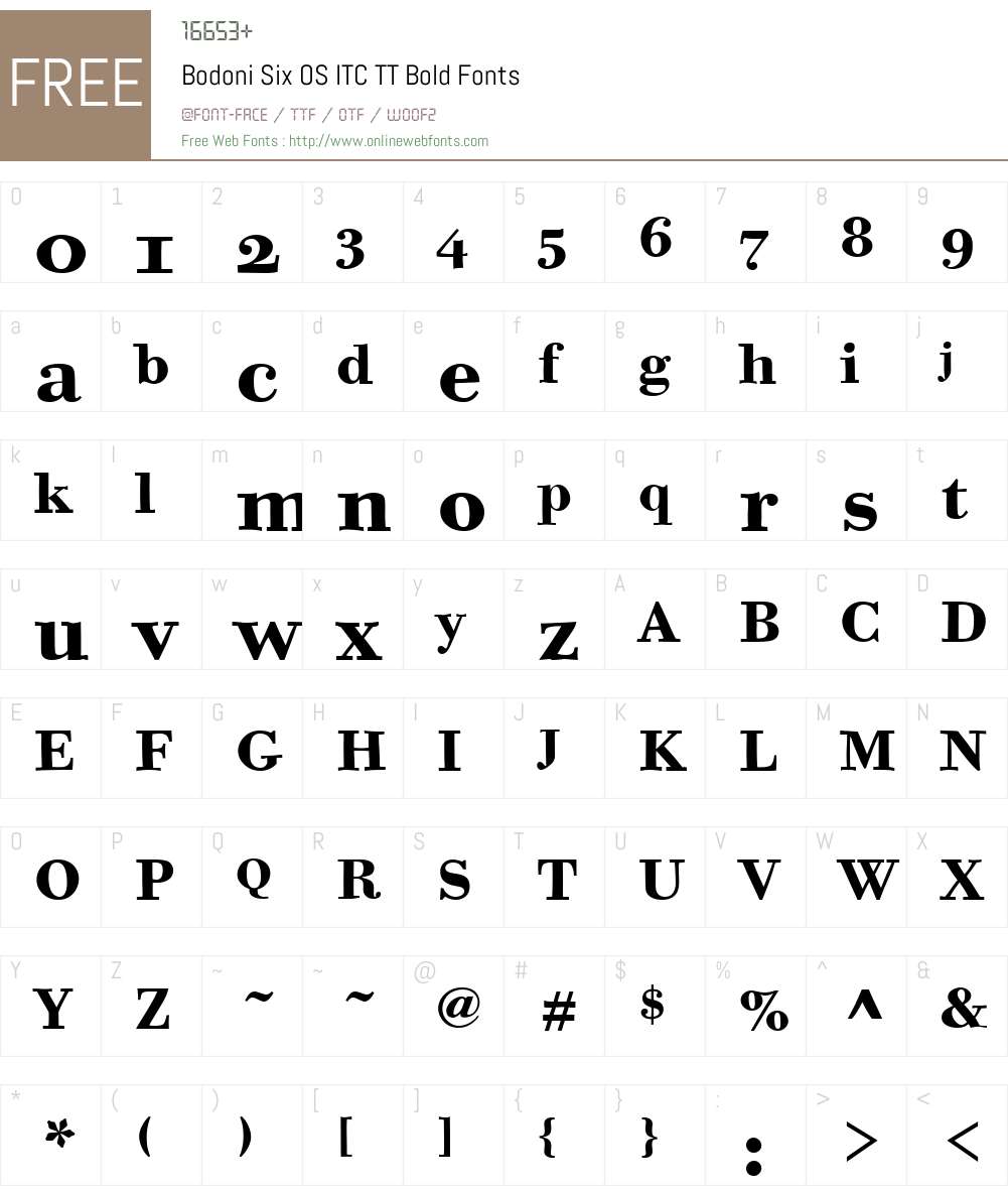Bodoni Six OS ITC TT Font Screenshots