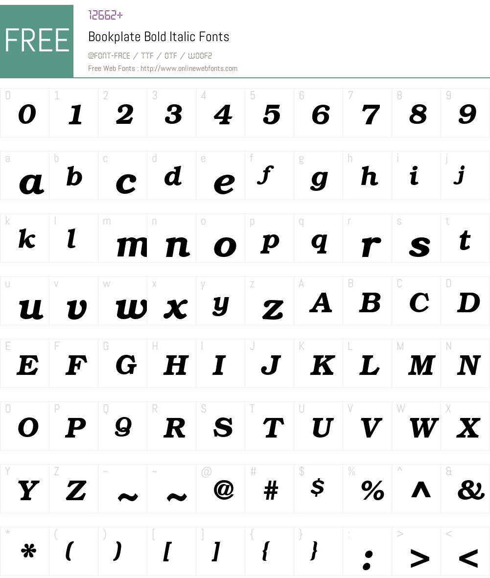 Bookplate Font Screenshots