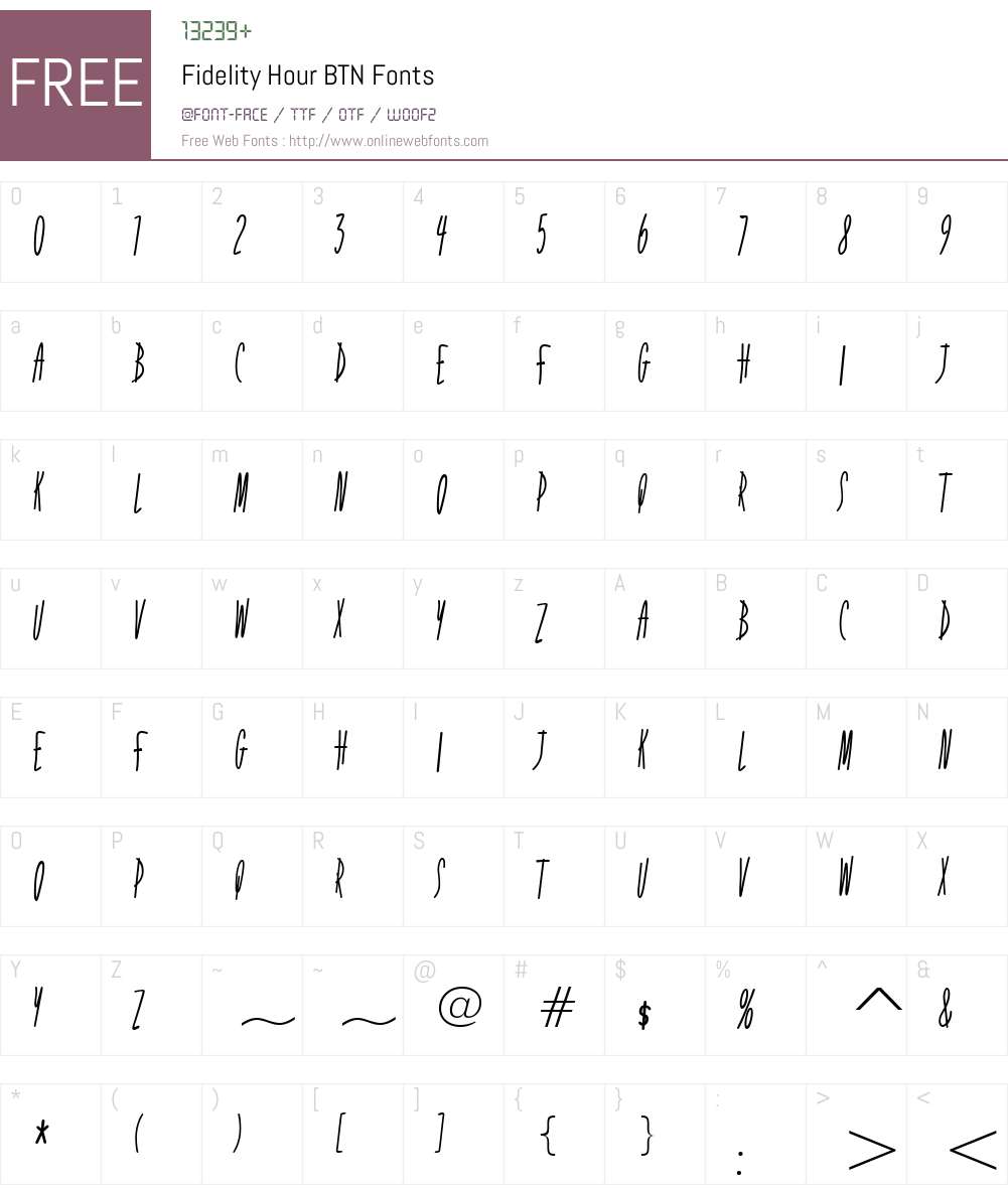 Fidelity Hour BTN Font Screenshots