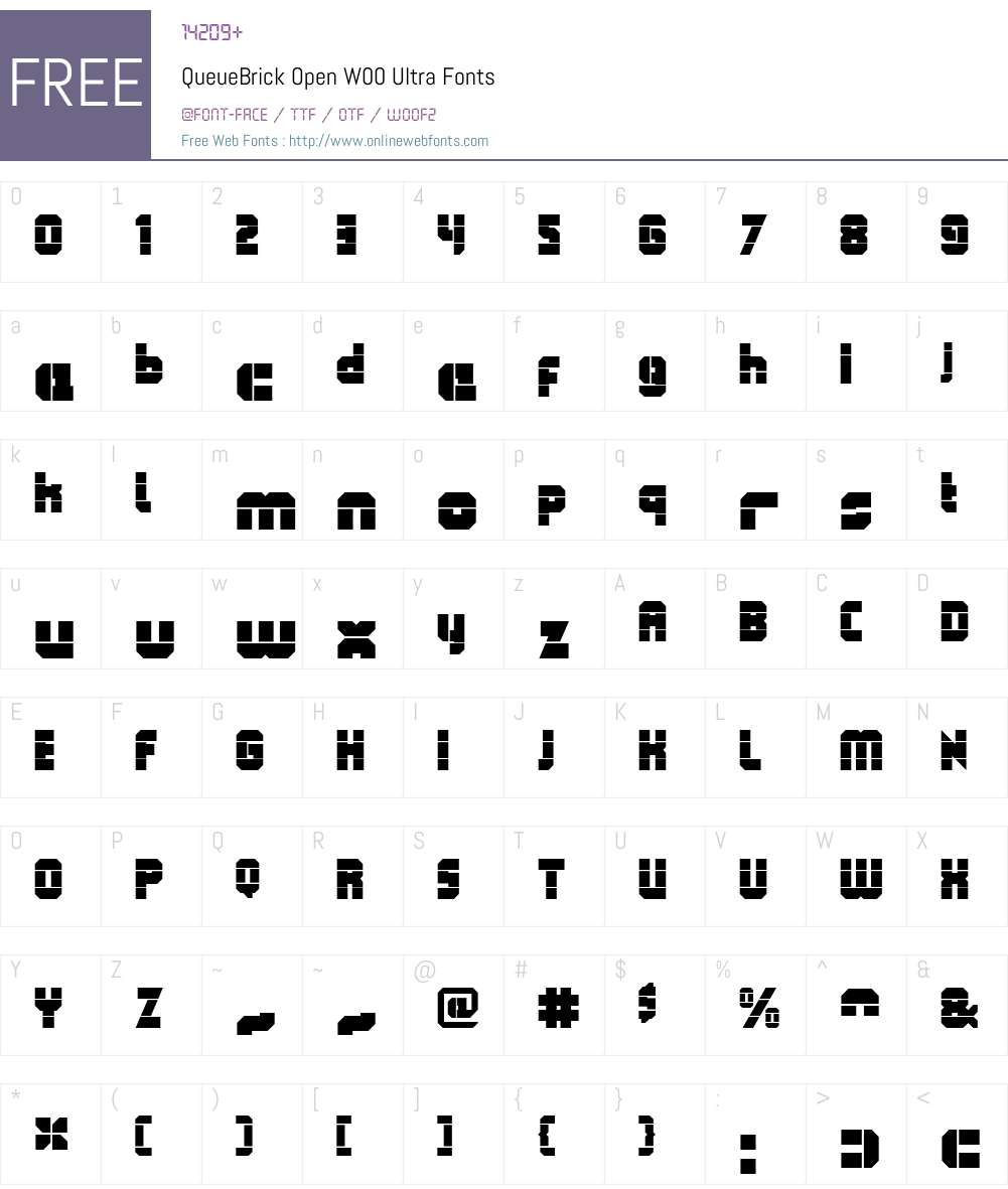 QueueBrickOpenW00-Ultra Font Screenshots