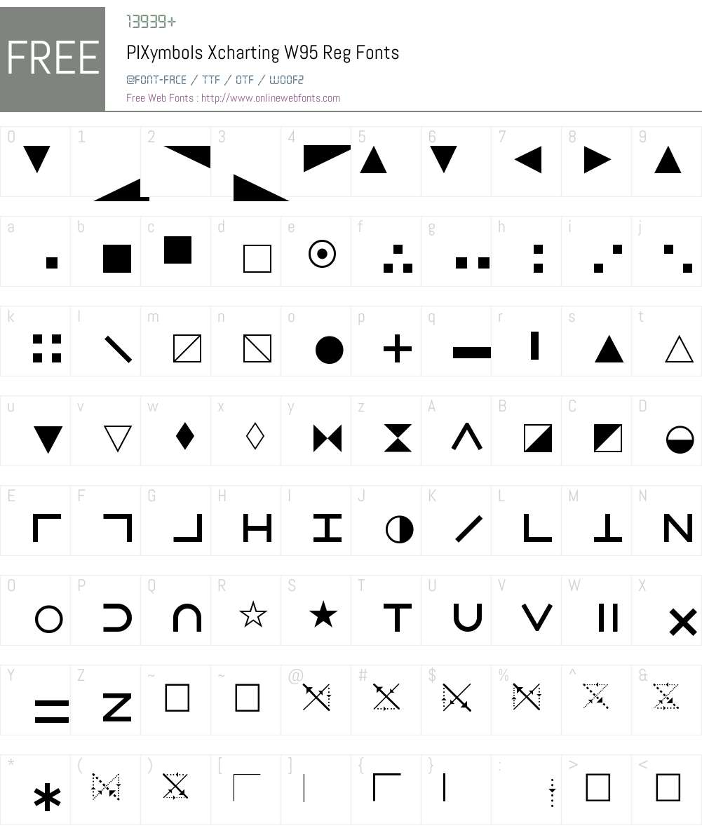 PIXymbolsXchartingW95-Reg Font Screenshots