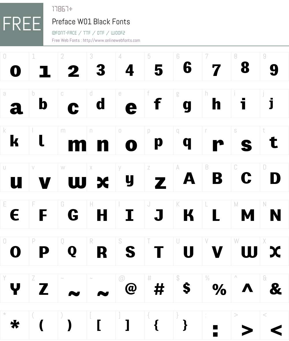 PrefaceW01-Black Font Screenshots